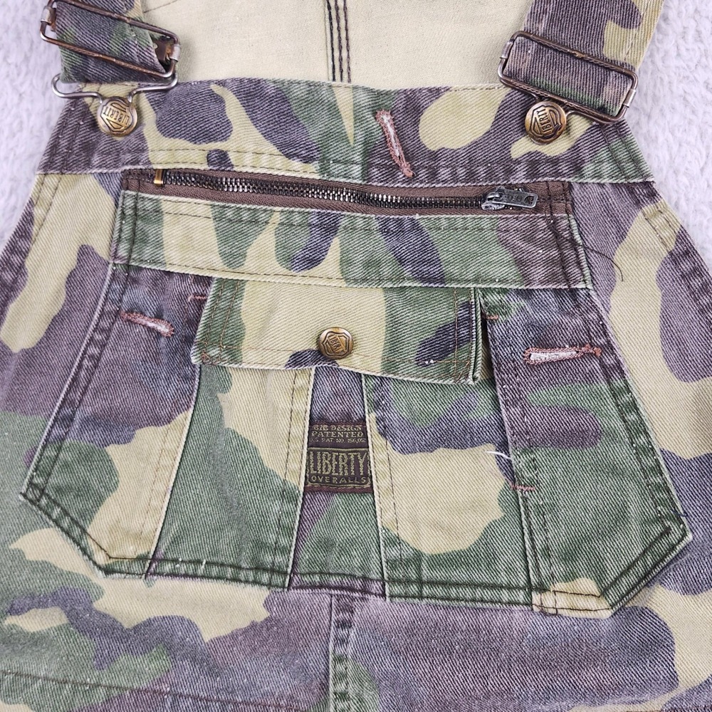 VTG Liberty Overalls Bib 40x29 Double Knee Woodland Camo Hunting 80s 90s Utility - Picture 2 of 12